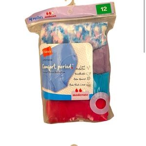 Hanes Period Panties - 4 pack NEW in package, girls size 12